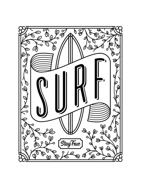 Het Een Zwarte Witte Achtergrond Vectorillustratie Beeltenis Van Een Surfplank — Stockvector