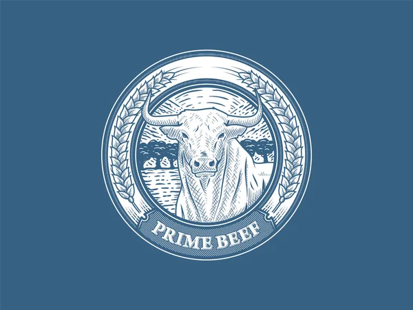 Crachá Carne Vaca Número Uma Ilustração Vetorial Sobre Carne Qualidade — Vetor de Stock