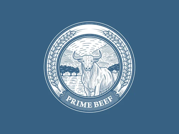 Primo Distintivo Manzo Numero Illustrazione Vettoriale Sulla Carne Qualità — Vettoriale Stock
