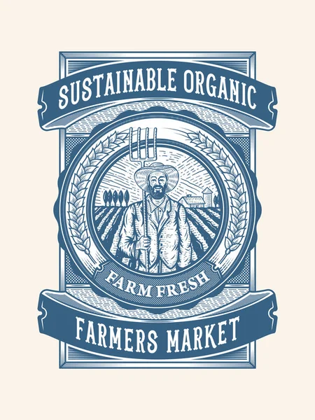 Sustainable Organic Farm Fresh Packaging Design Vector Illustration Quality Farm — Stock Vector
