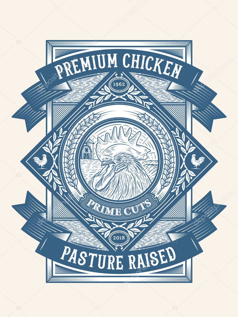 Premium chicken pasture raised badge 1 is a vector illustration all about quality chicken meat