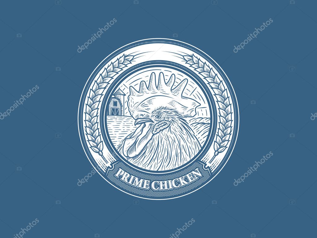 Prime chicken badge is a modern vector illustration about quality food