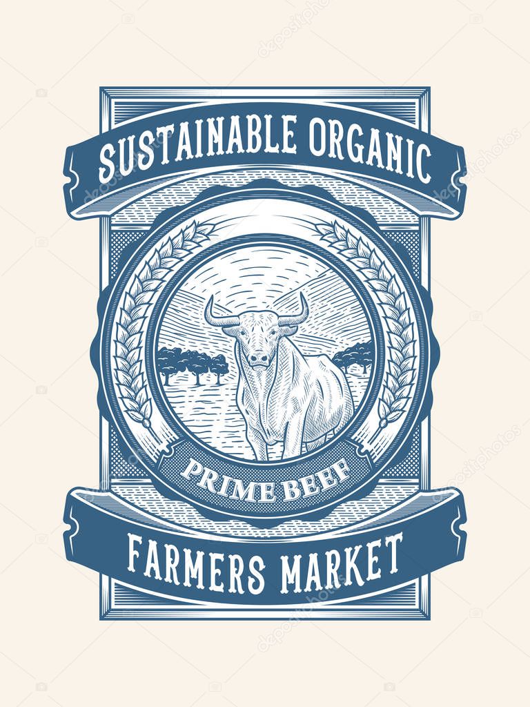 Sustainable organic beef farming packaging design 2 is a vector illustration about premium quality beef