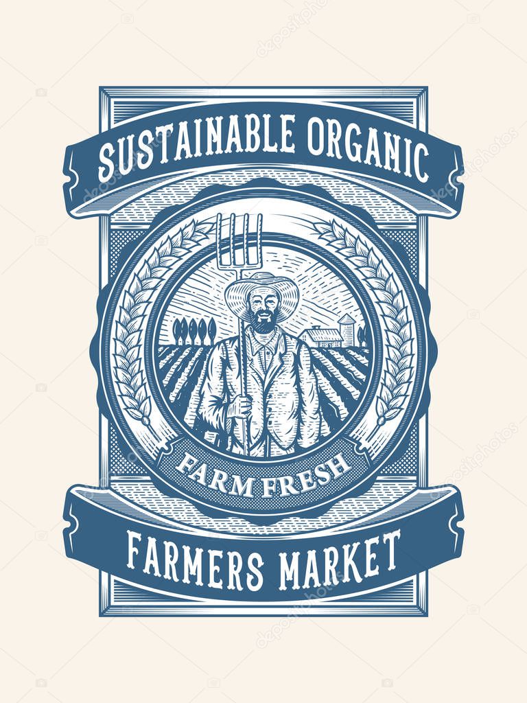 Sustainable organic farm fresh packaging design is a vector illustration about quality farm food