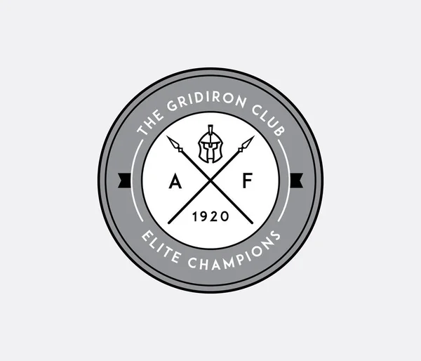 American Football Gridiron Club Badge Black White Vector Illustration Sport — Stock Vector