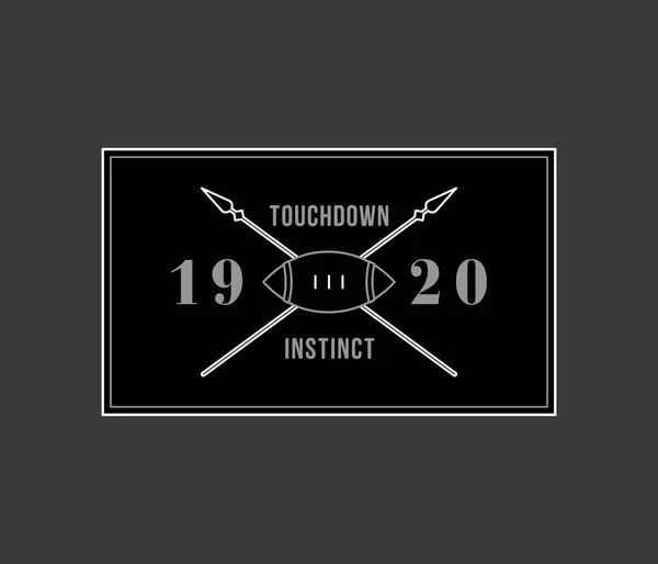 Football américain touchdown instinct blanc sur noir — Image vectorielle