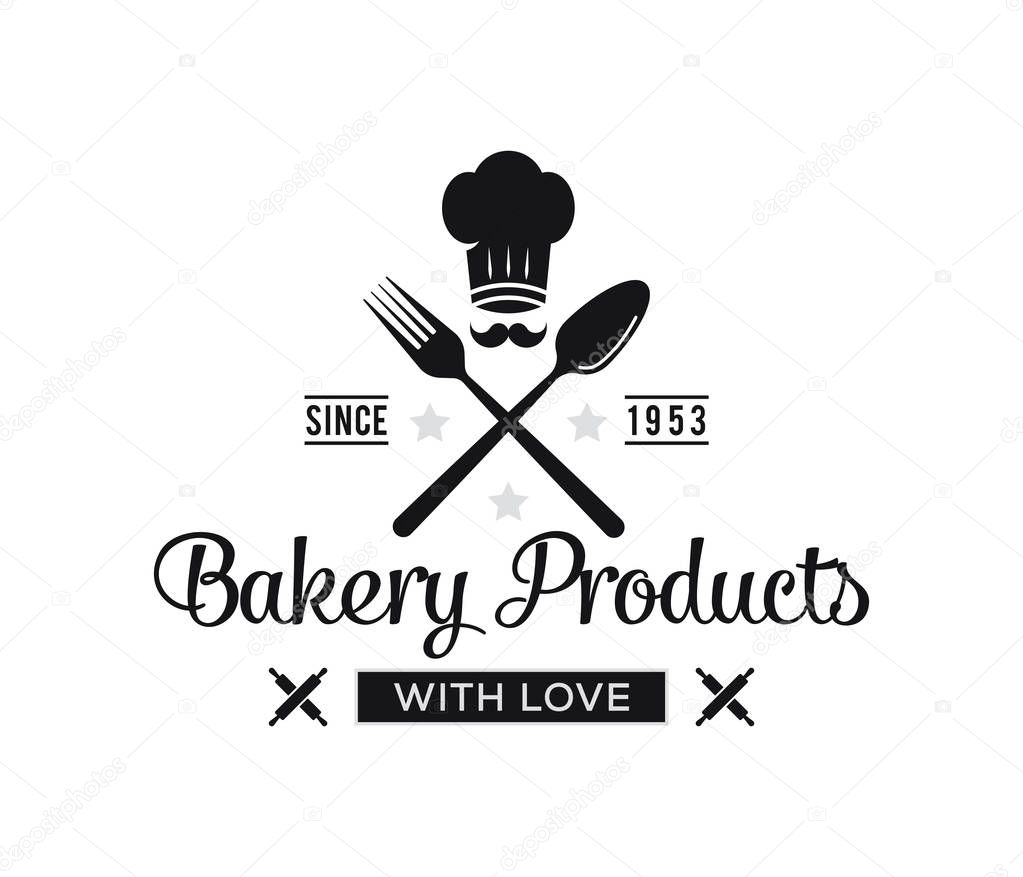 Bakery goods with love black on white