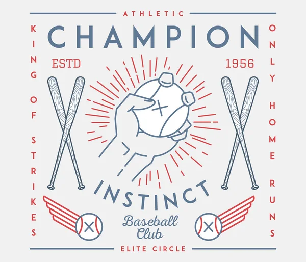 Authentic Baseball Champion Instinct Vector Illustration Sport — Stock Vector