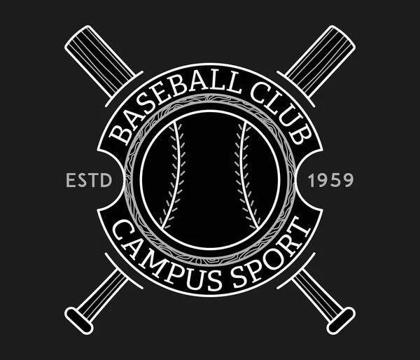 Baseball Campus Sport Club Branco Preto Uma Ilustração Vetorial Sobre — Vetor de Stock