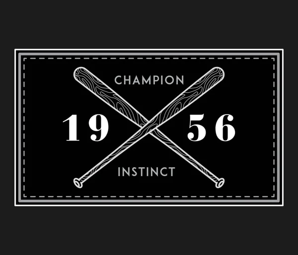 Instinct Champion Baseball Blanc Sur Noir Est Une Illustration Vectorielle — Image vectorielle