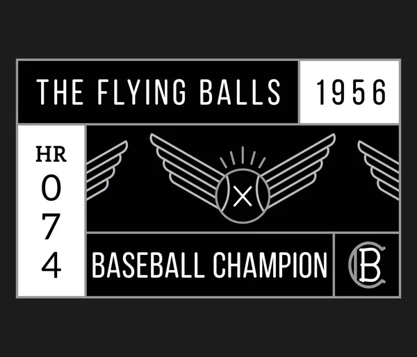 Baseball Flying Balls White Black Vector Illustration Sport — Stock Vector