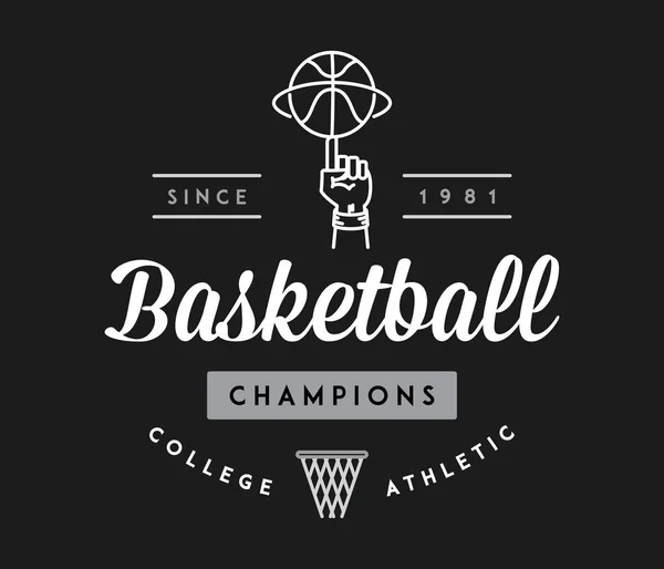 Championnes Basket Blanc Sur Noir Est Une Illustration Vectorielle Sport — Image vectorielle