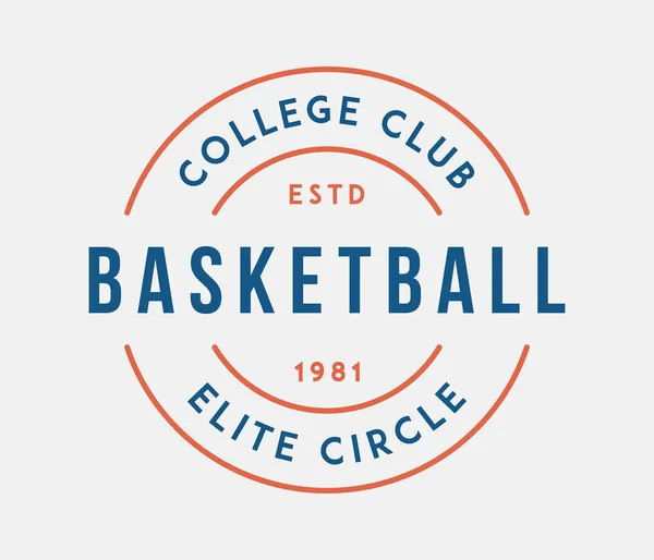 Basketball College Club Circle Vector Illustration Sport — Stock Vector