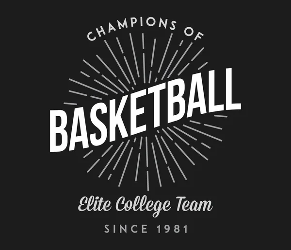 Basketball Elite College Team White Black Vector Illustration Sport — Stock Vector