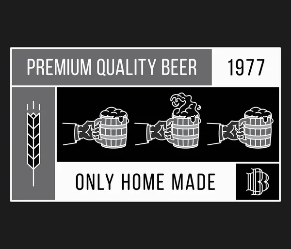 Cerveja Premium Qualidade Casa Feita Branco Preto Uma Ilustração Vetorial — Vetor de Stock