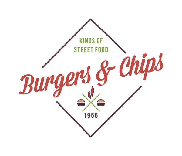 汉堡和筹码国王是一个矢量插图关于街头食品 — 图库矢量图片