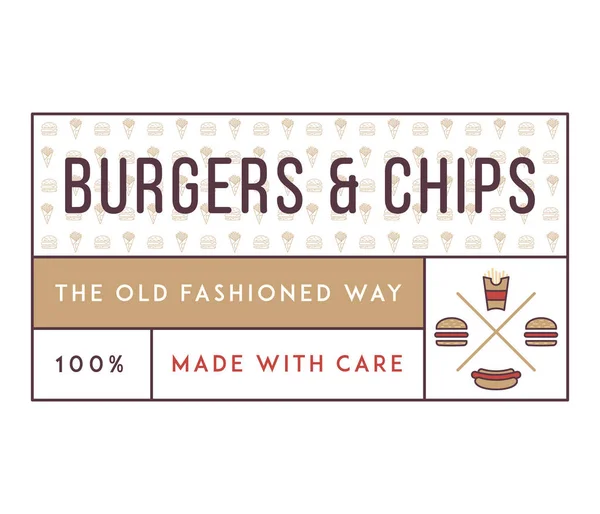Hambúrgueres Chips Estilo Uma Ilustração Vetorial Sobre Comida Rua — Vetor de Stock