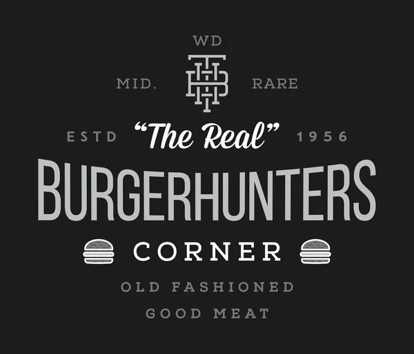 Burgers Hunters White Black Vector Illustration Street Food — Stock Vector