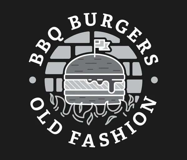 Burgers Vecchio Stile Bianco Nero Illustrazione Vettoriale Sul Cibo Strada — Vettoriale Stock