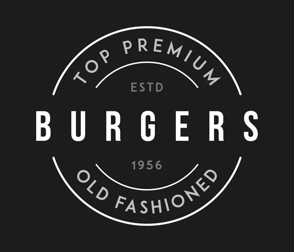 Burgers Top Premium Bianco Nero Illustrazione Vettoriale Sul Cibo Strada — Vettoriale Stock