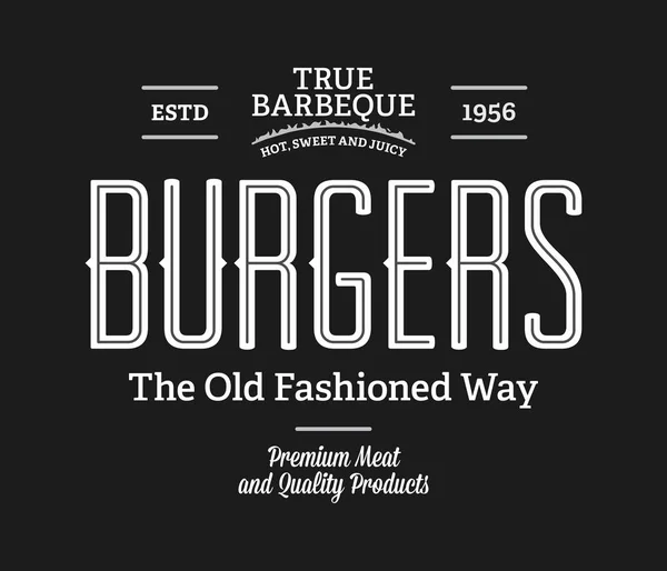 汉堡真正的烧烤白色在黑色是一个矢量插图关于街头食品 — 图库矢量图片