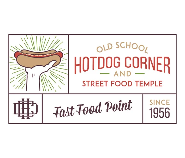 Hot Dog Esquina Comida Calle Vector Ilustración Sobre Comida Calle — Vector de stock