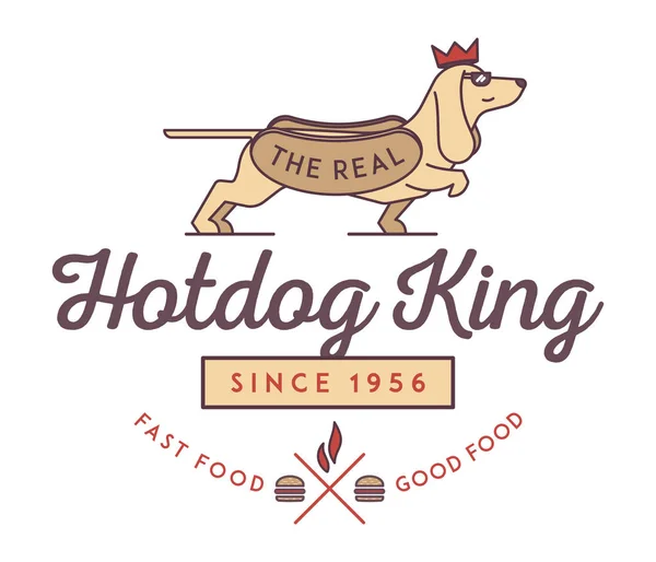 Hotdog Král Vektorové Ilustrace Pouliční Stánky Jídlem — Stockový vektor