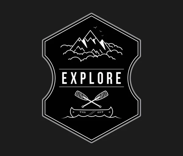 冒险探索白色在黑色是一个矢量插图关于发现和探索 — 图库矢量图片