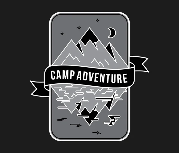 Outdoor Camp Aventure Blanc Sur Noir Est Une Illustration Vectorielle — Image vectorielle