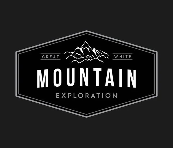 Відкрита Гірська Експедиція Білий Чорному Векторна Ілюстрація Про Відкриття Дослідження — стоковий вектор