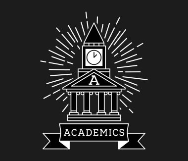 Academics house of students white on black is a vector illustration about studying and learning clipart