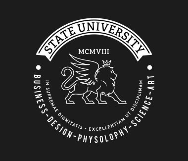 State university badge white on black is a vector illustration about studying and learning clipart
