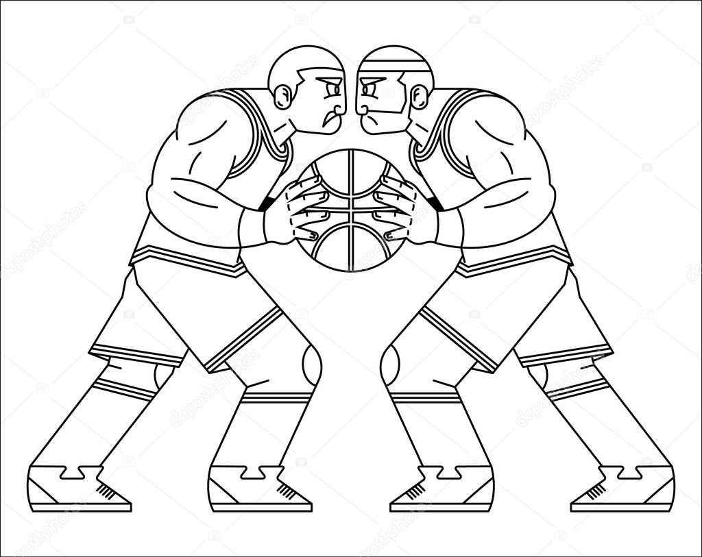Basketball clash of champions black on white background