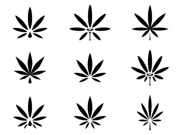 白矢量设计中的大麻叶Vol 1黑色 — 图库矢量图片
