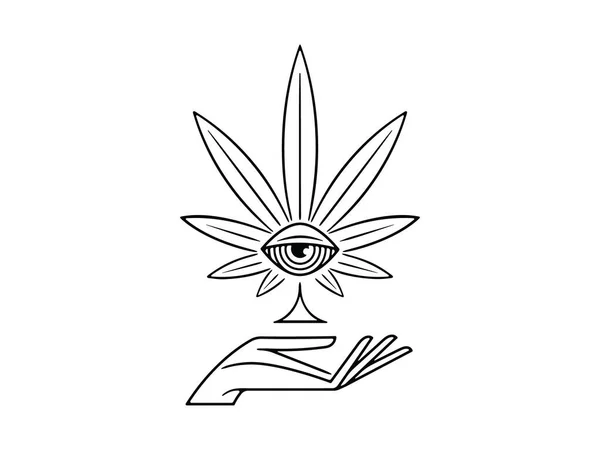 Mano Ojo Sativa Negro Sobre Vector Blanco Ilustración — Archivo Imágenes Vectoriales