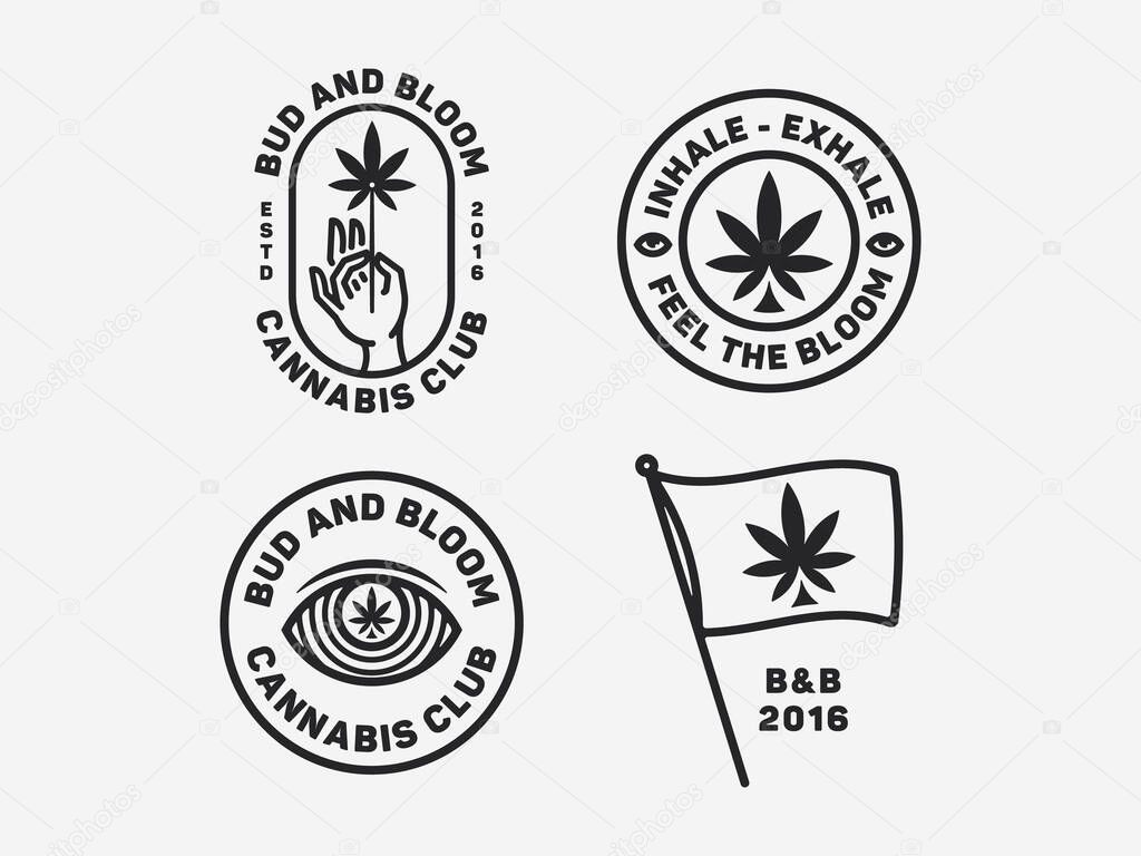 Sativa badge set vector illustration black on white background