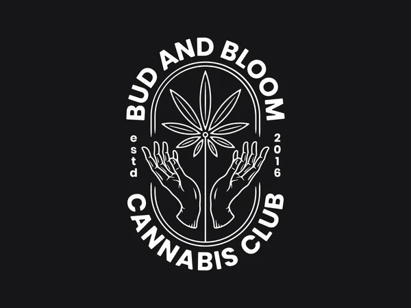 Fühlen Sie Die Blüte Weiß Auf Schwarzem Hintergrund Cannabisblatt Zwischen Stockillustration