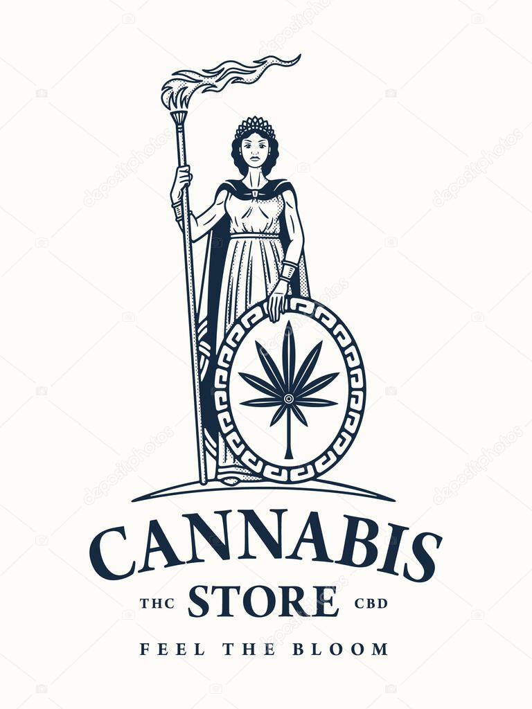 Queen of cannabis vector illustration as a dispensary store symbol