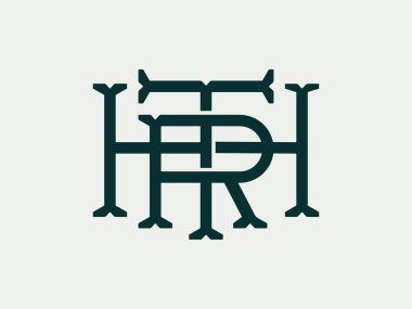 T H R harflerinden vektör renkli monogram