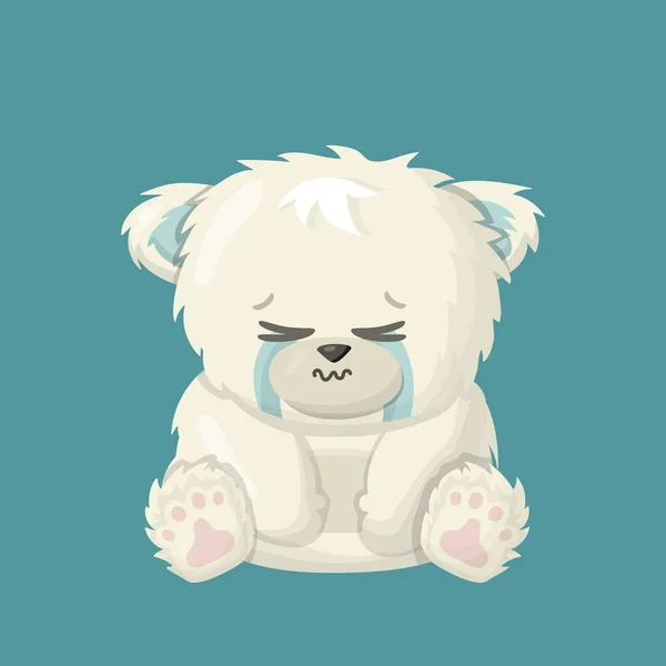 White Polar Crying Unhappy Bear Cartoon Vector Art Illustration Isolated — Stock Vector