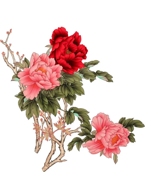 Digital Textile Design Flowers Leaves Pattern Ladies Shirts Printing — Stock Photo, Image