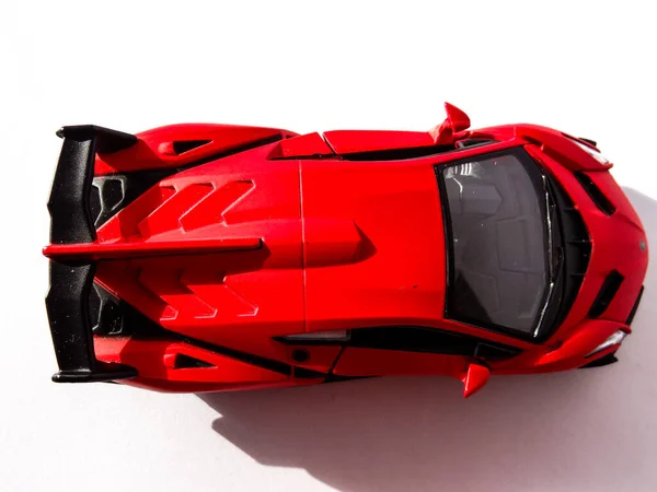 Roșu Lamborghini Mașină Jucărie Fundal Alb — Fotografie, imagine de stoc