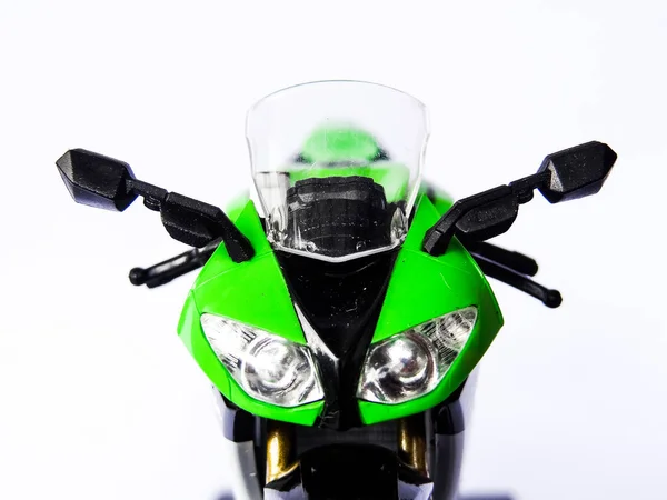 Verde Ninja Moto Brinquedo Fundo Branco — Fotografia de Stock