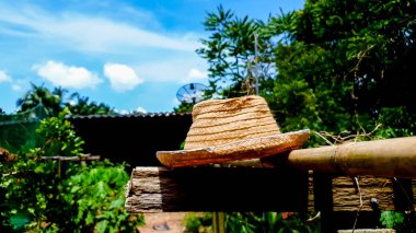 Doğayla ve gökyüzüyle ilgili sahnede hasır şapka.