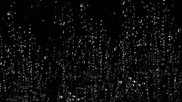 Biały Kolor Kropli Deszczu Lub Kropli Wody Szkło Czarnym Tle — Zdjęcie stockowe