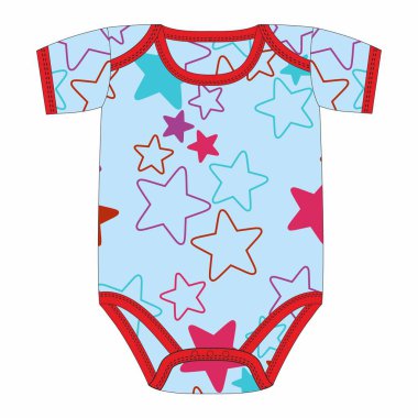 Bir yıldız ile yeni doğan çocuk için sevimli giyim vektör çizim