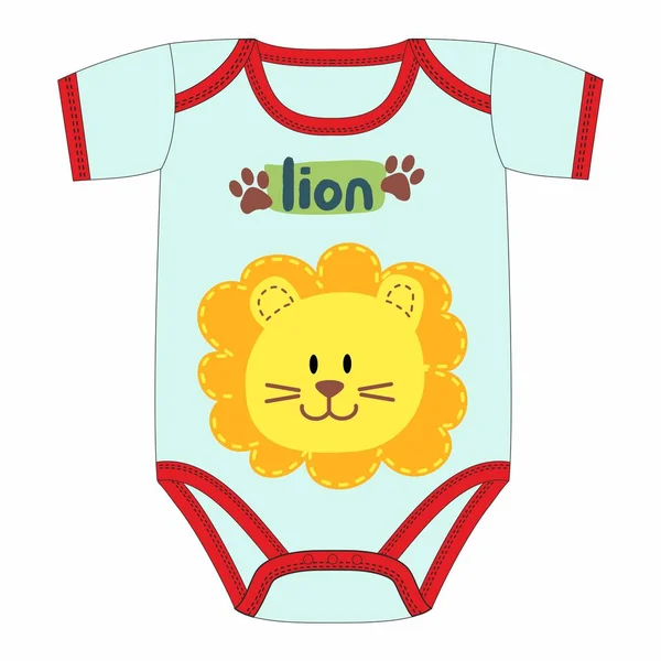 Vektorillustration av söta kläder för nyfödda med lion — Stock vektor