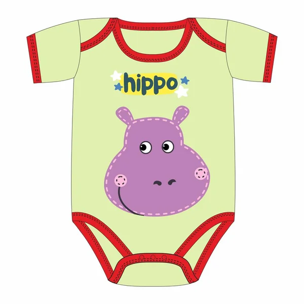 Illustration vectorielle de vêtements mignons pour nouveau-né avec hippopotame — Image vectorielle