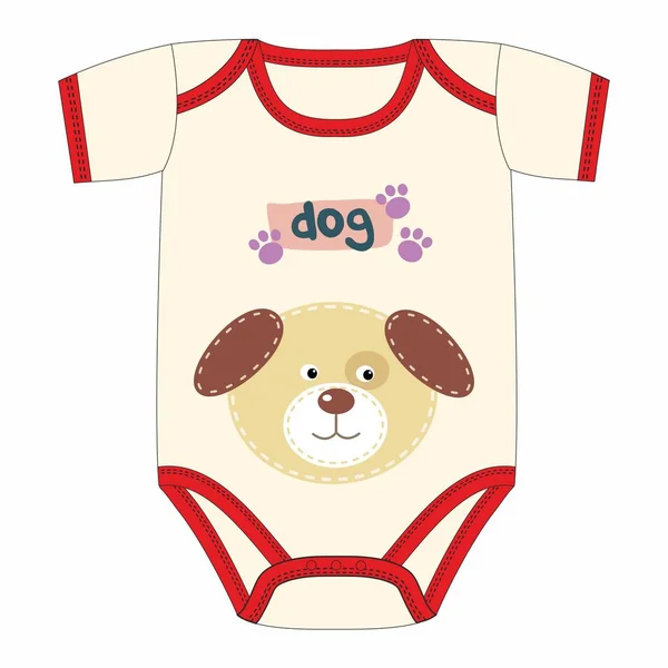 Illustration vectorielle de vêtements mignons pour nouveau-né avec chien — Image vectorielle