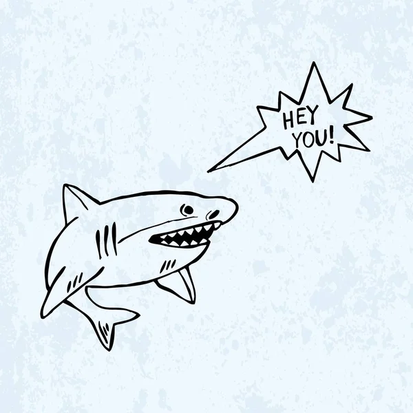 Üzerinde mavi arka plan izole vektör köpekbalığı. — Stok Vektör